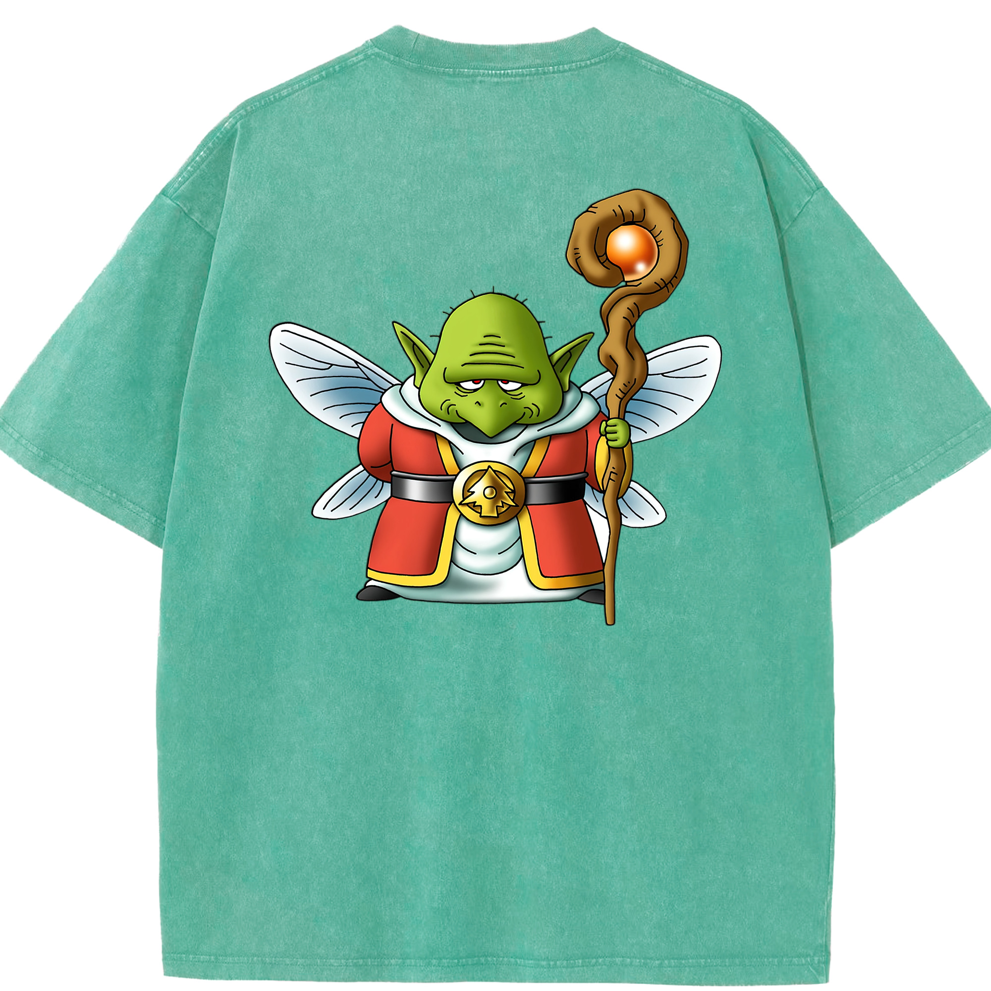 （画像用） ドラゴンクエスト Doragon Kuesuto Dragon Quest 綿100% ヴィンテージ風 半袖Tシャツ（背面プリント）